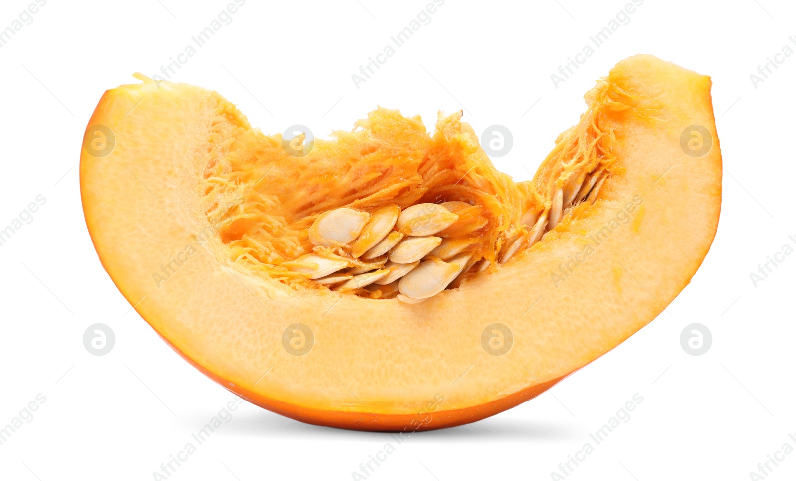 Photo of Slice of fresh ripe pumpkin isolated on white