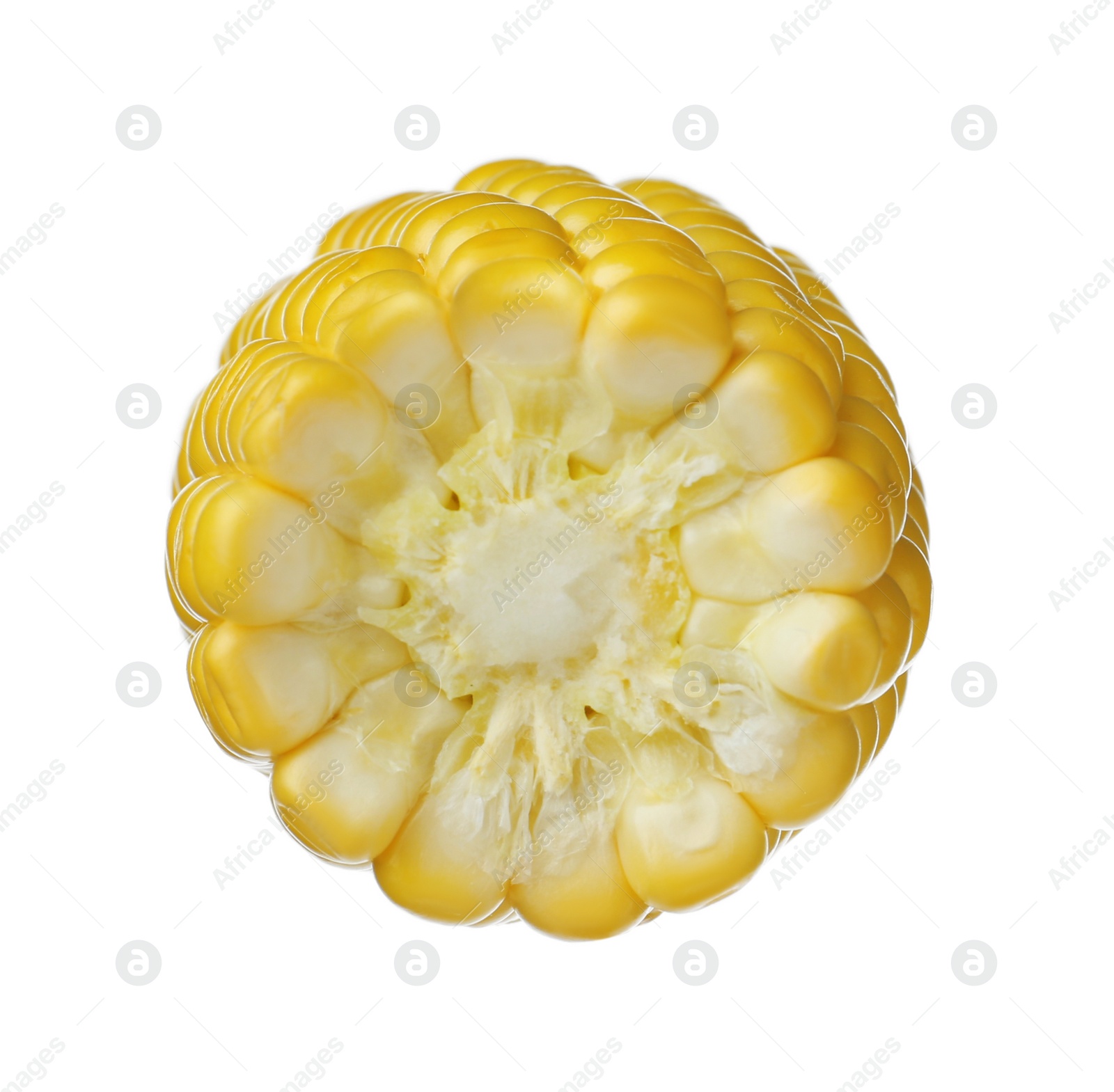 Photo of Piece of fresh corncob on white background