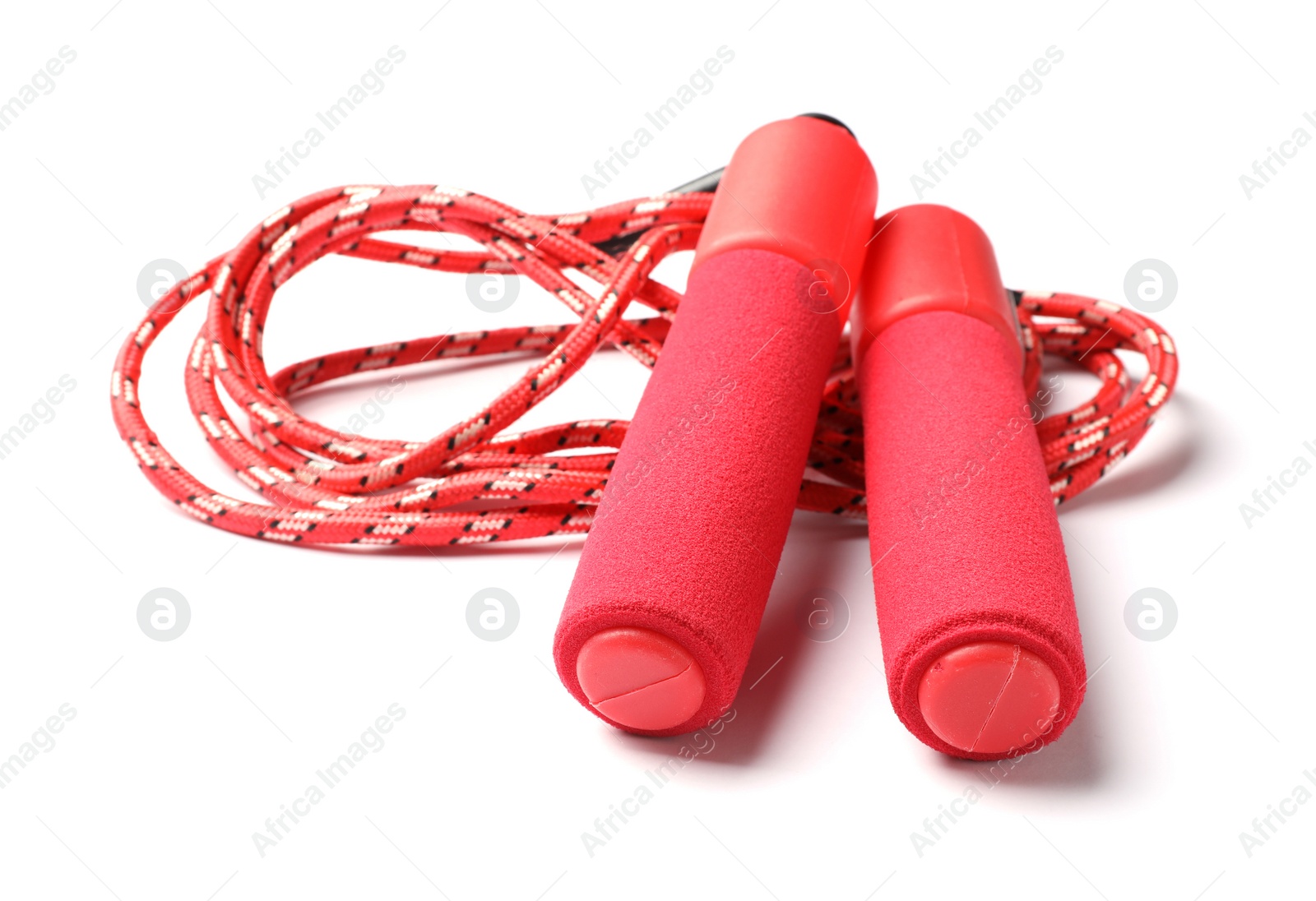 Photo of Jump rope on white background. Sports equipment