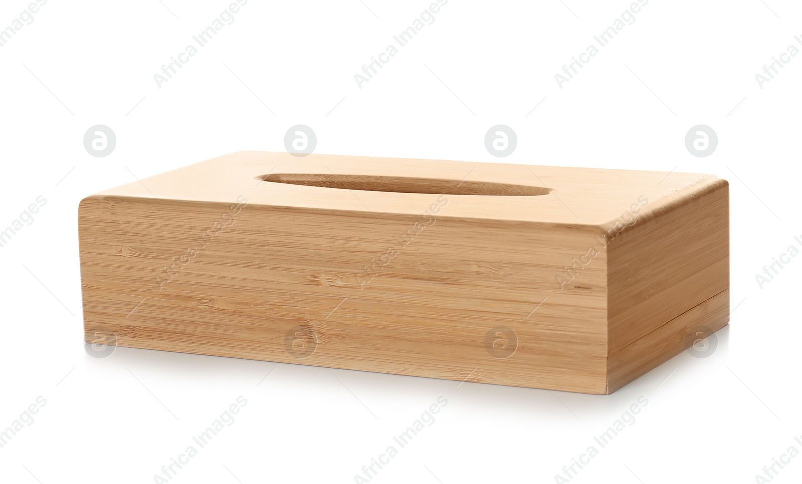 Photo of Empty wooden napkin holder on white background