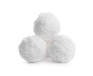 Balls of clean cotton wool isolated on white