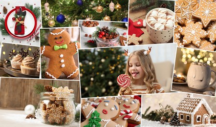 Photos of Christmas holidays combined into collage. Banner design