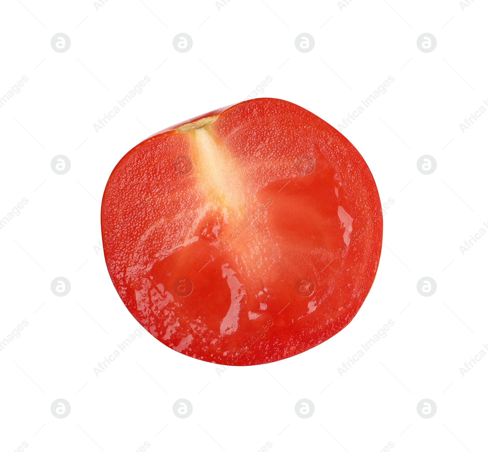 Photo of Half of fresh ripe tomato isolated on white