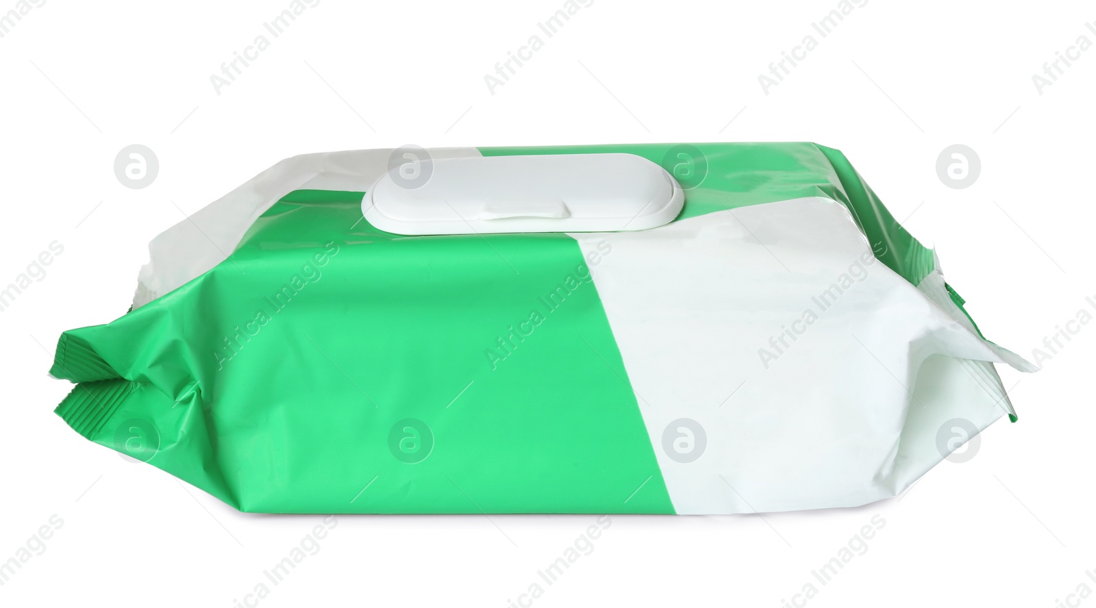 Image of Wet wipes pouch with plastic lid isolated on white