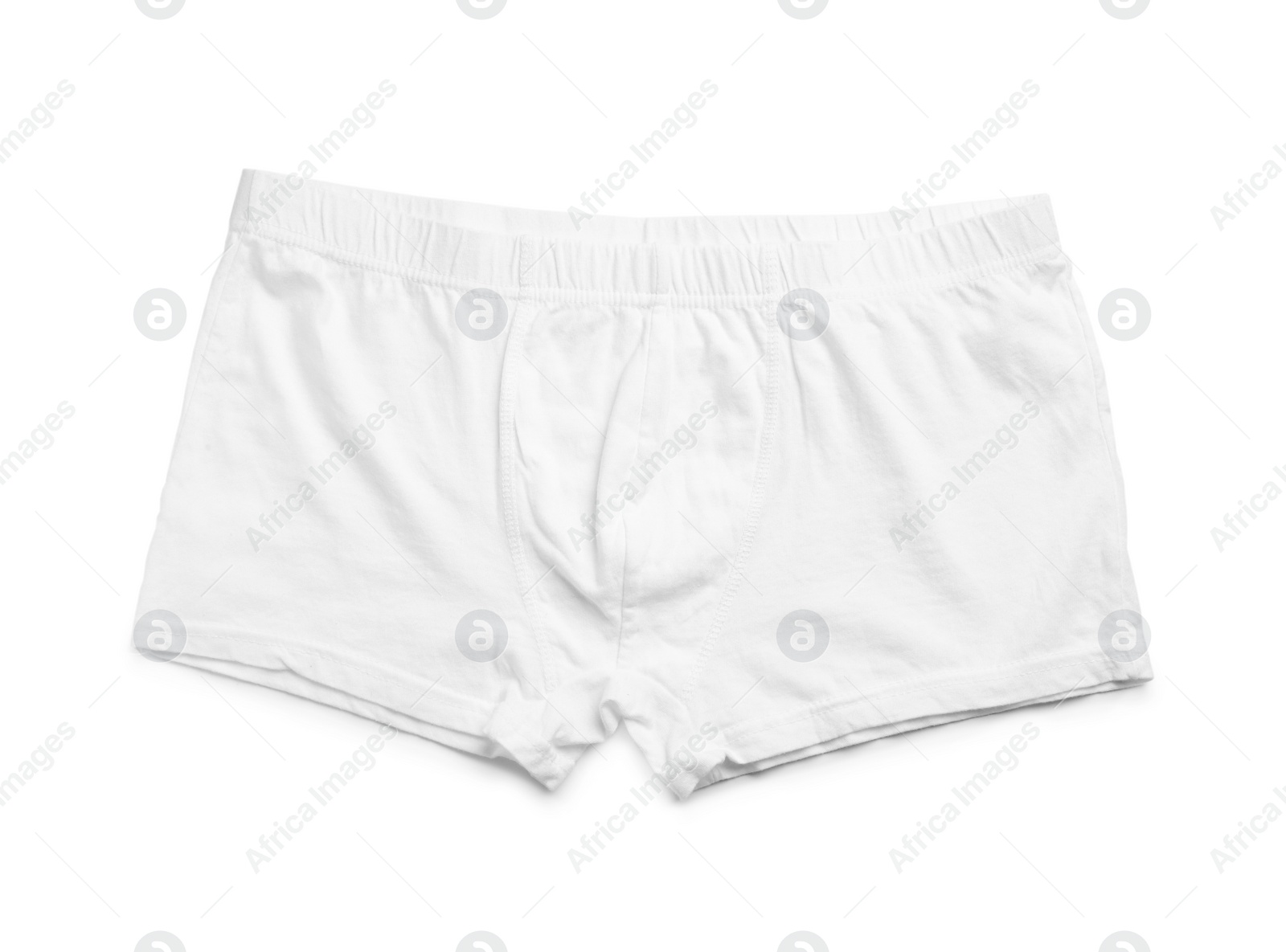 Photo of Comfortable men's underwear isolated on white, top view