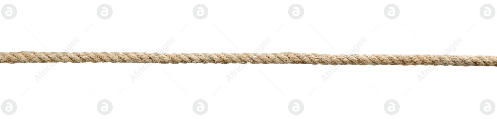 Photo of Hemp rope isolated on white. Organic material