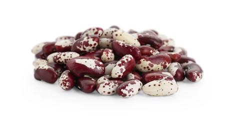 Photo of Pile of dry kidney beans on white background