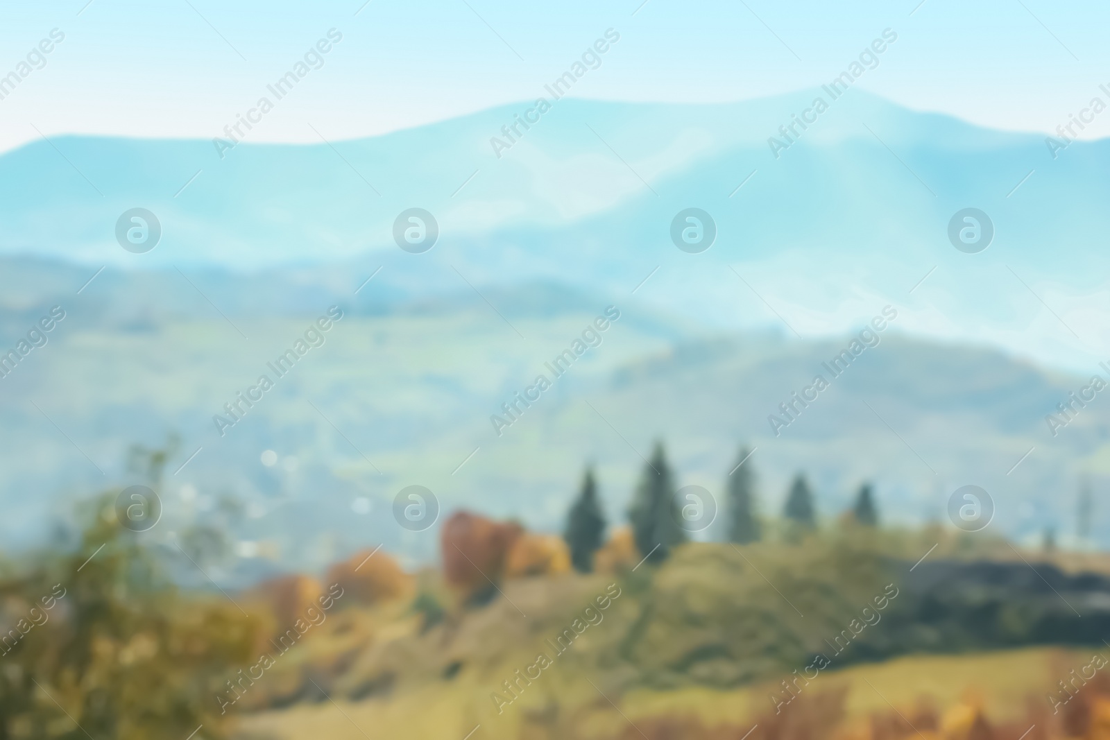 Photo of Beautiful landscape with mountain slopes, blurred view