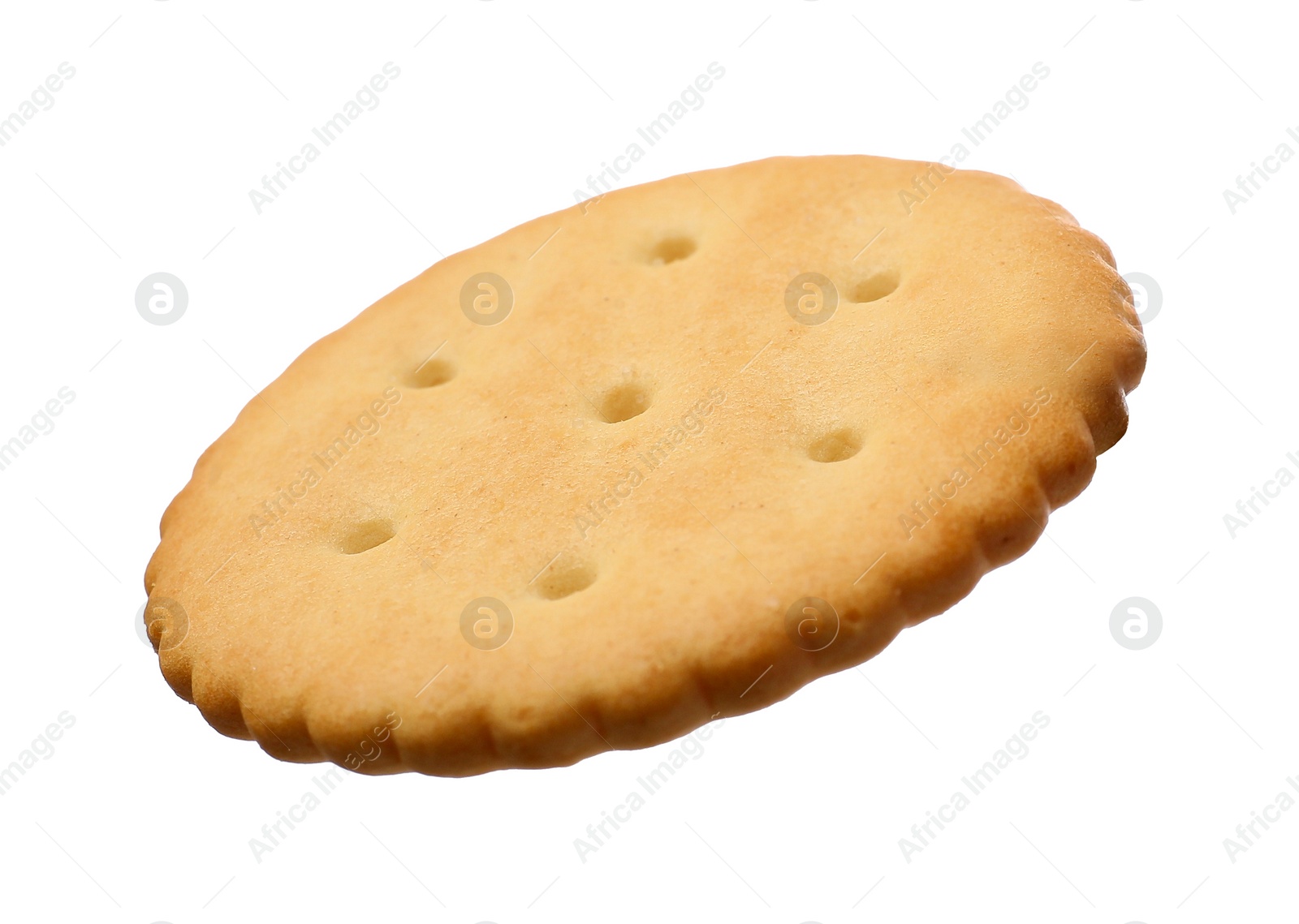 Photo of Tasty crispy round cracker isolated on white