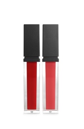Photo of Two different liquid lipsticks on white background