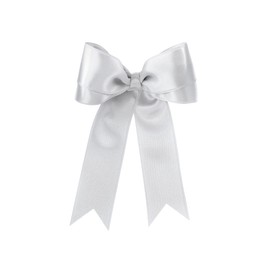 Beautiful silver ribbon tied in bow isolated on white