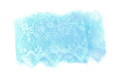 Beautiful lace isolated on white, top view