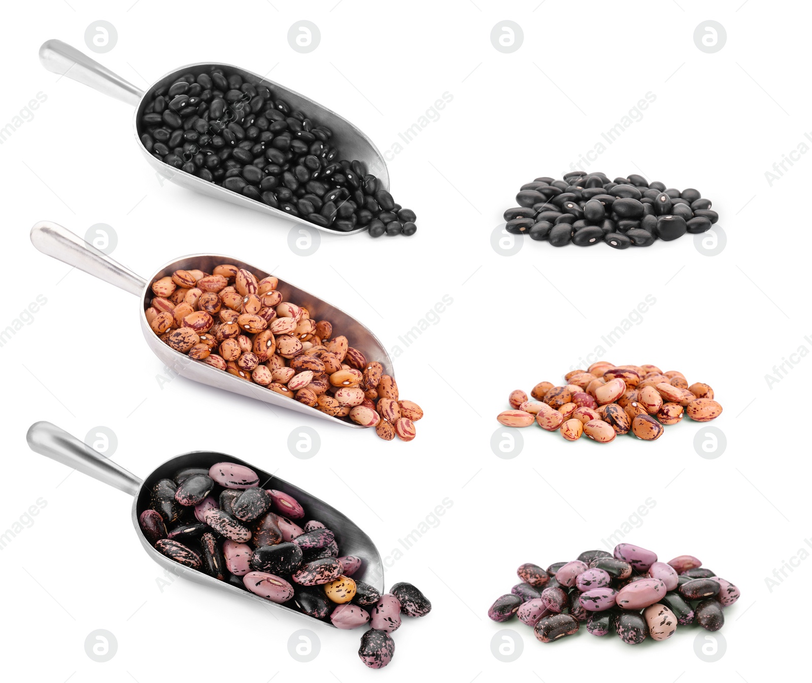 Image of Different raw kidney beans isolated on white, collection