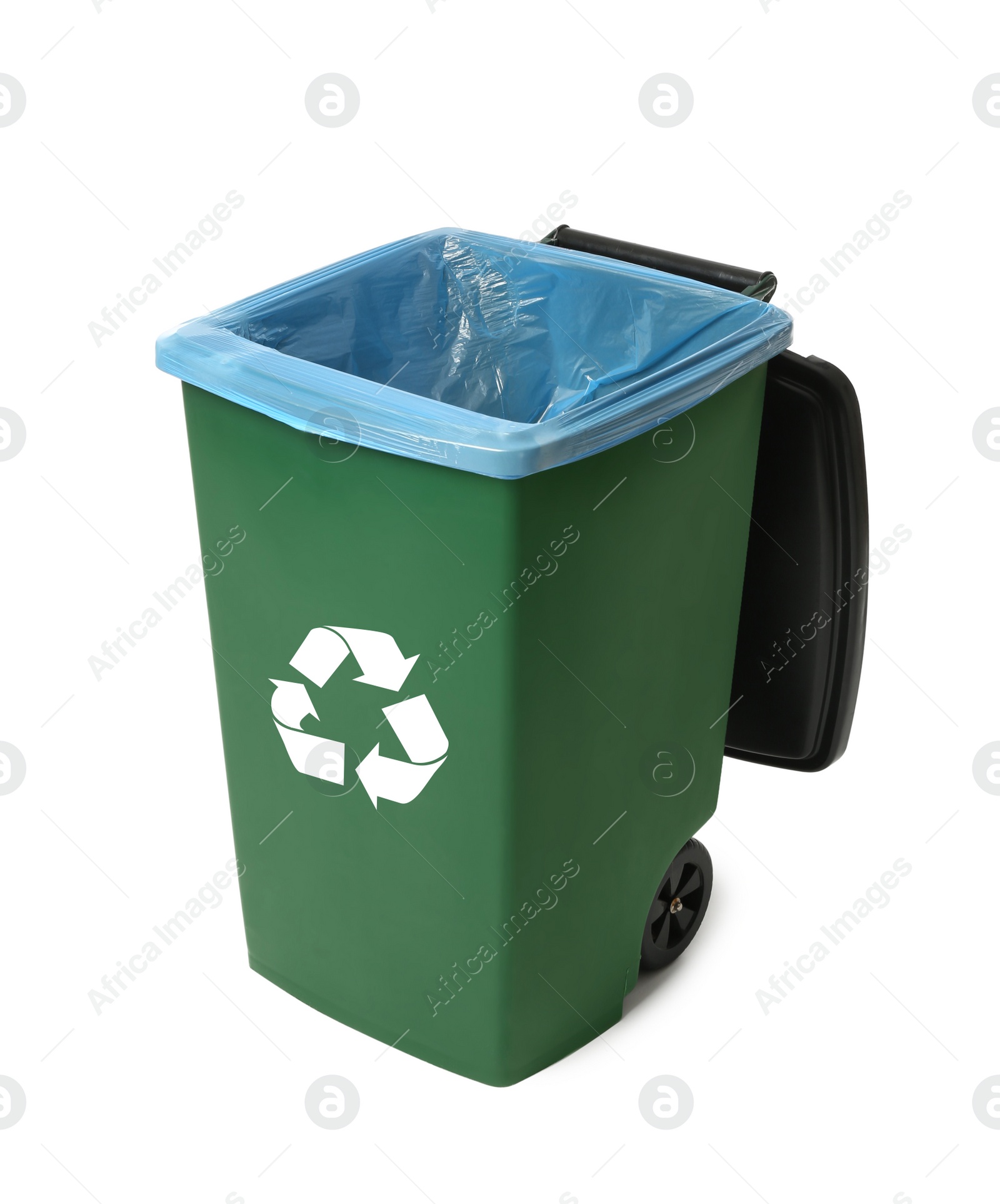 Photo of Trash bin isolated on white. Waste recycling