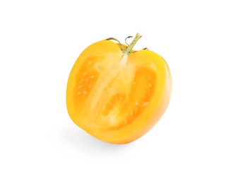 Half of fresh ripe yellow tomato isolated on white