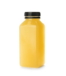 Bottle with fresh juice on white background