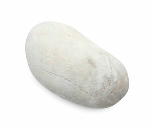 One light stone isolated on white, top view