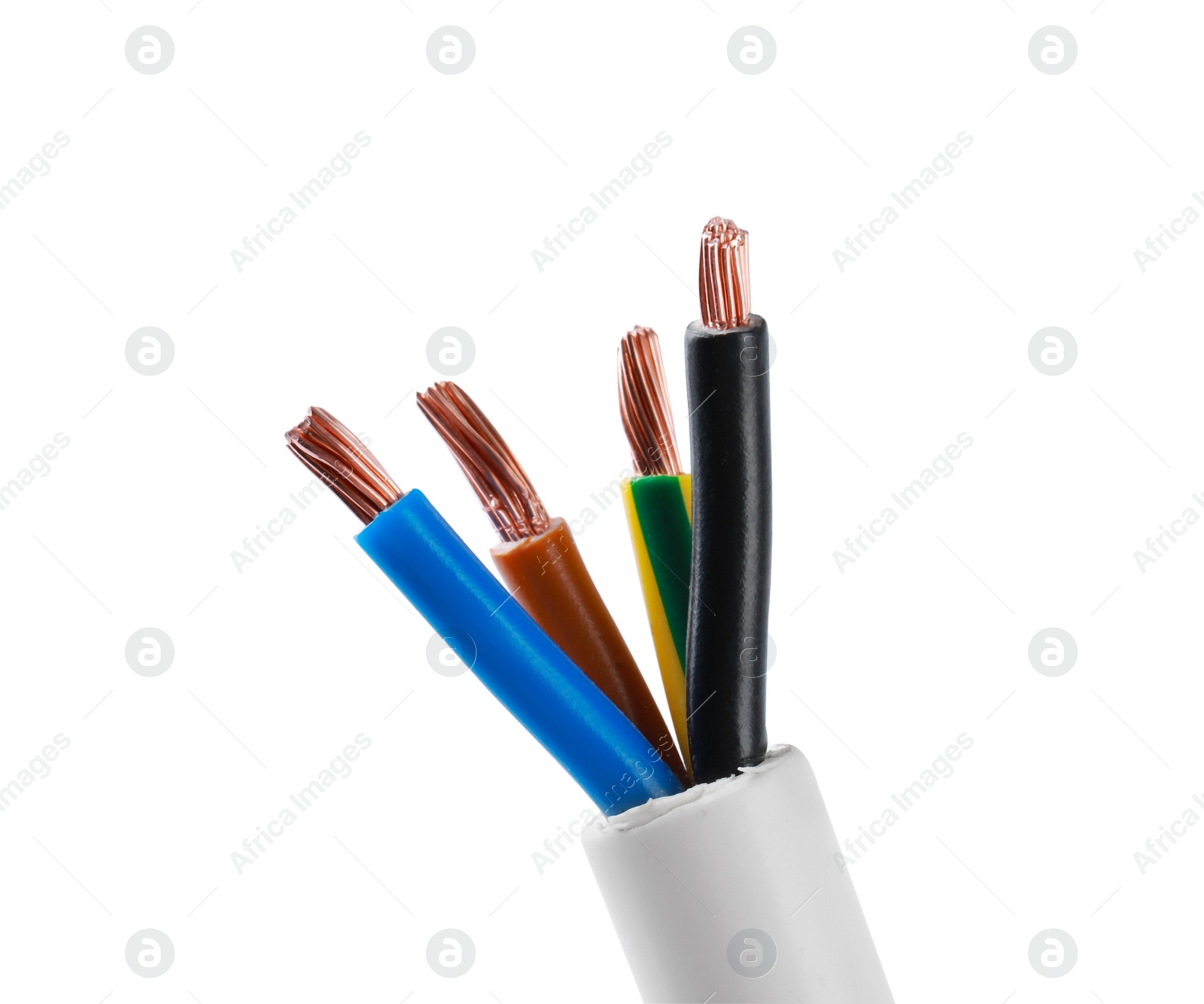 Photo of One new electrical wire isolated on white