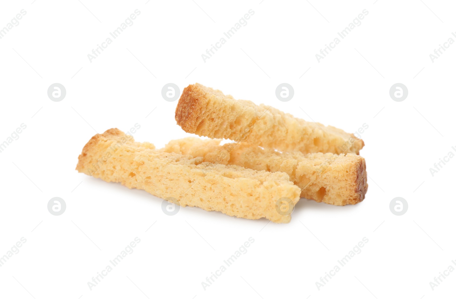 Photo of Three delicious hard chucks on white background