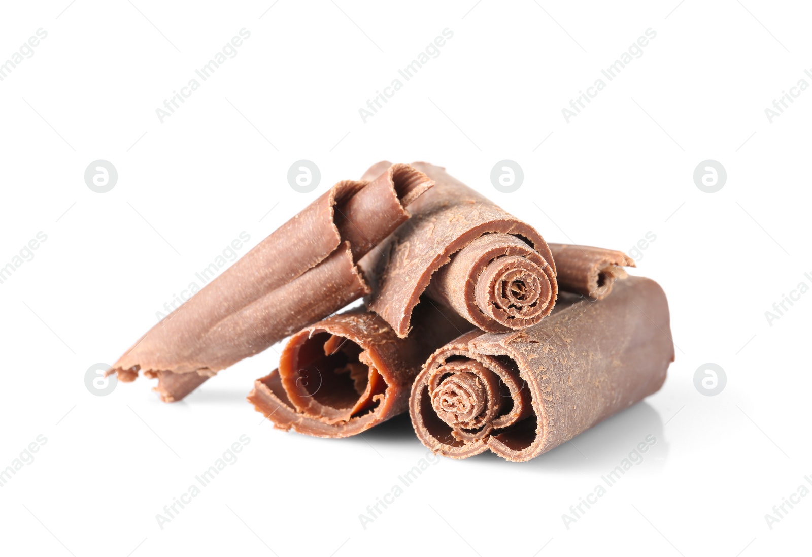 Photo of Chocolate curls for decor isolated on white