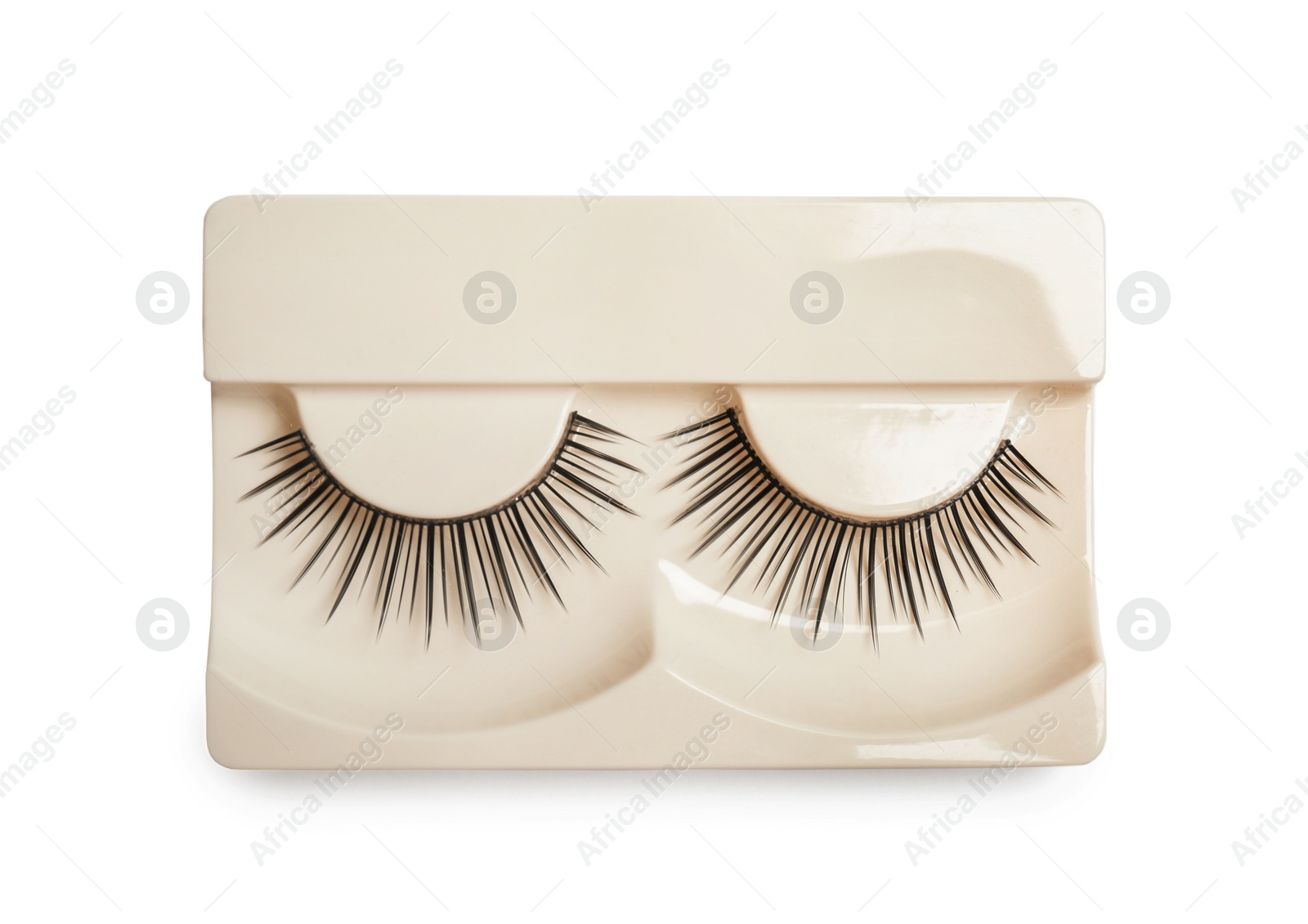 Photo of False eyelashes on white background