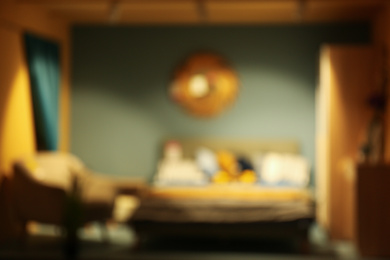 Photo of Blurred view of furniture store in mall