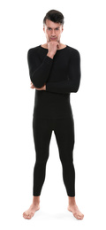 Photo of Man wearing thermal underwear isolated on white