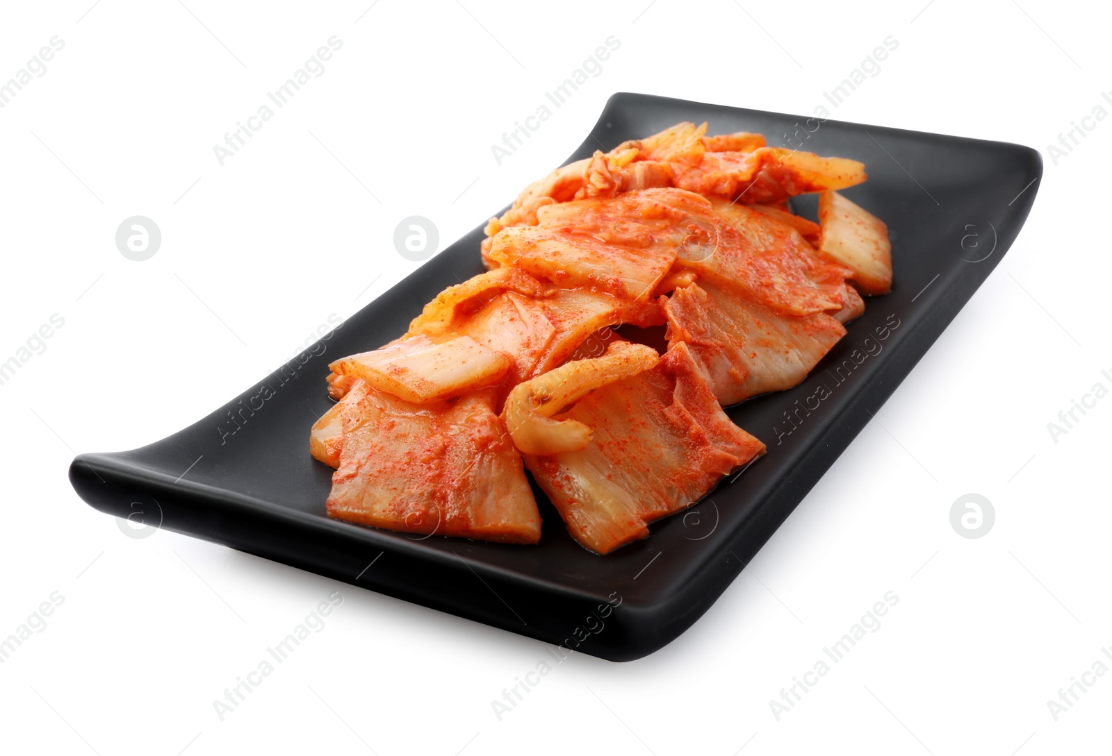 Photo of Delicious kimchi with Chinese cabbage isolated on white