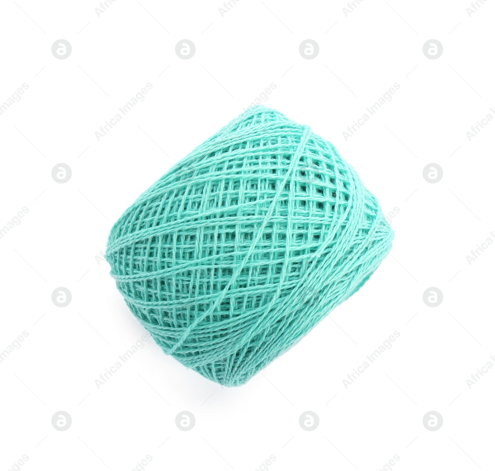 Photo of Clew of color knitting thread on white background