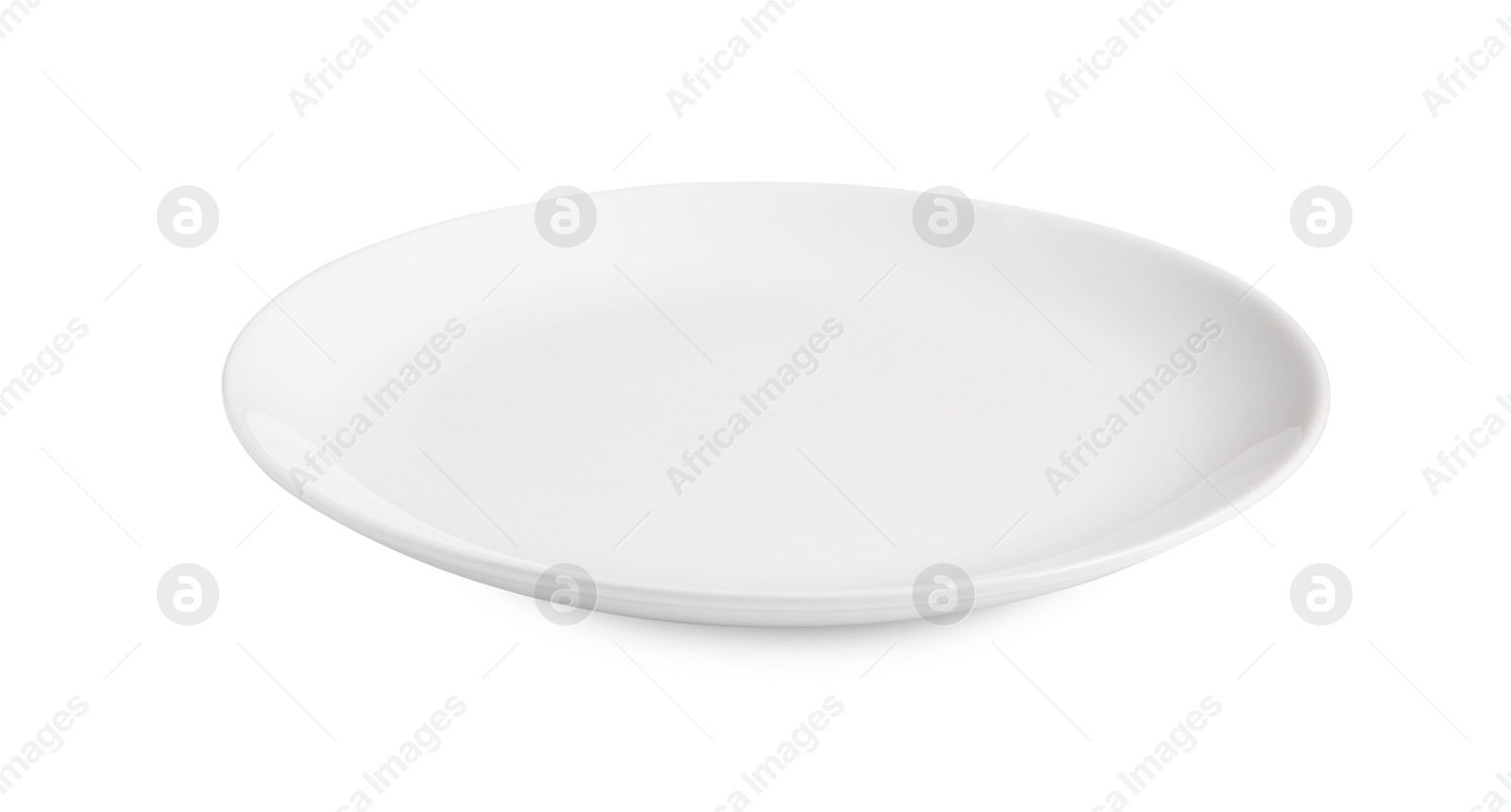 Photo of One empty ceramic plate isolated on white