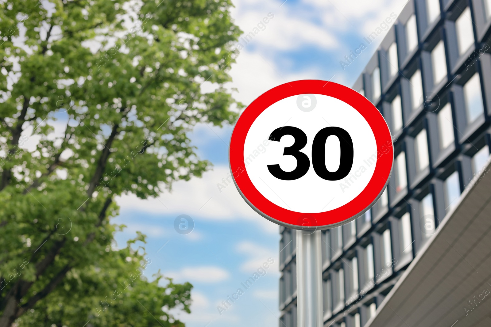 Image of Road sign Maximum speed limit in city