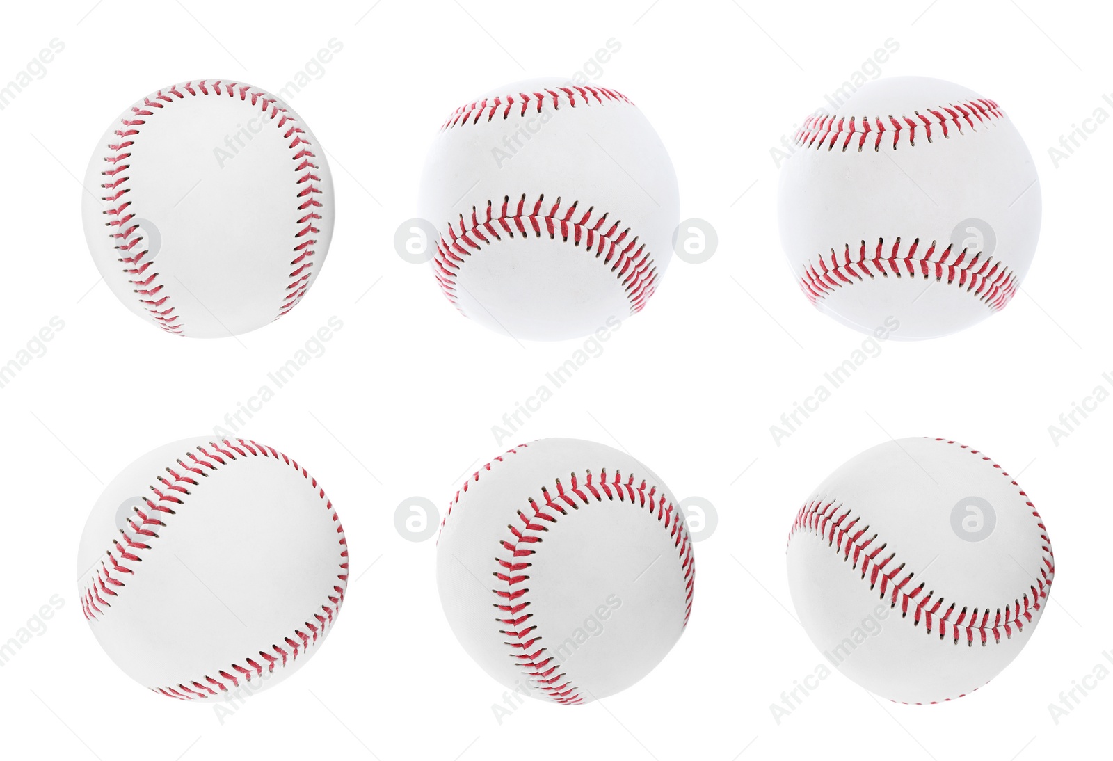 Image of Set with baseball balls on white background