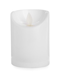 Decorative flameless LED candle isolated on white