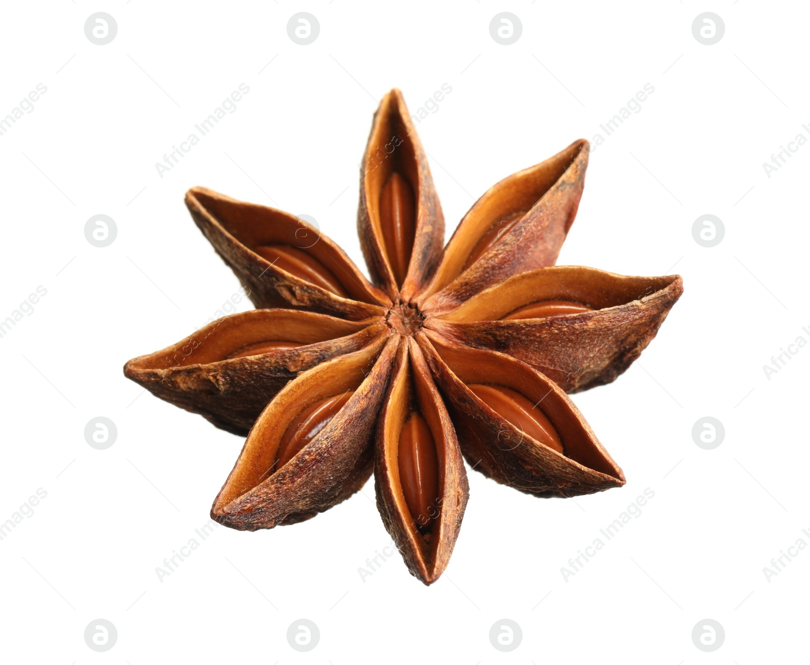 Photo of Dry anise star with seeds isolated on white