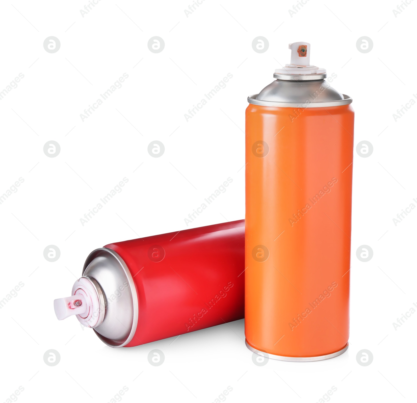 Photo of Two spray paint cans isolated on white