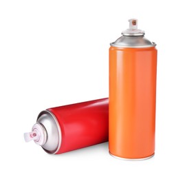 Photo of Two spray paint cans isolated on white