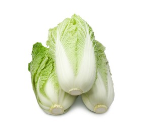 Fresh tasty Chinese cabbages on white background