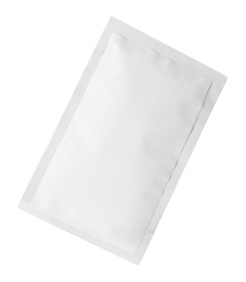 Photo of One sachet isolated on white. Single use package