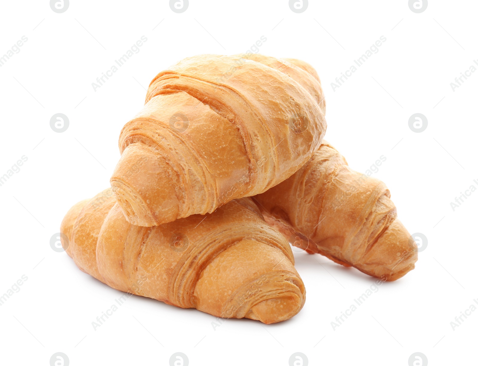 Photo of Tasty croissants on white background