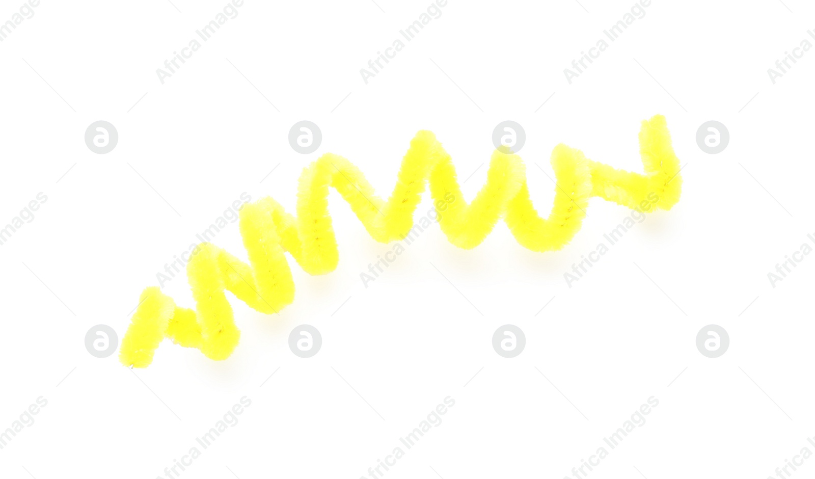 Photo of Yellow fluffy wire isolated on white, top view