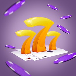 Illustration of Lucky number 777 - winning jackpot. Online casino