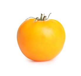 Fresh ripe yellow tomato on white background