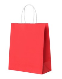 Photo of Red gift paper bag on white background