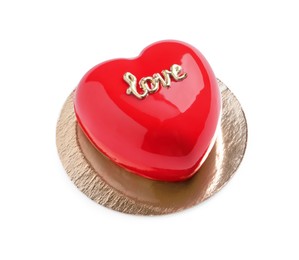 St. Valentine's Day. Delicious heart shaped cake isolated on white