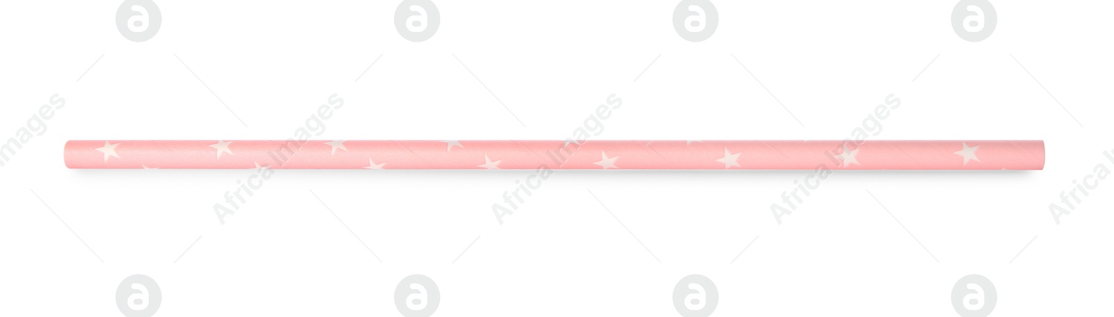 Photo of One paper straw with stars for drinking isolated on white