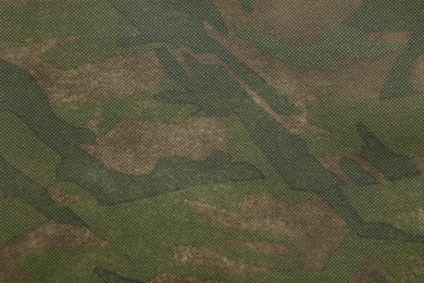 Texture of camouflage fabric as background, top view
