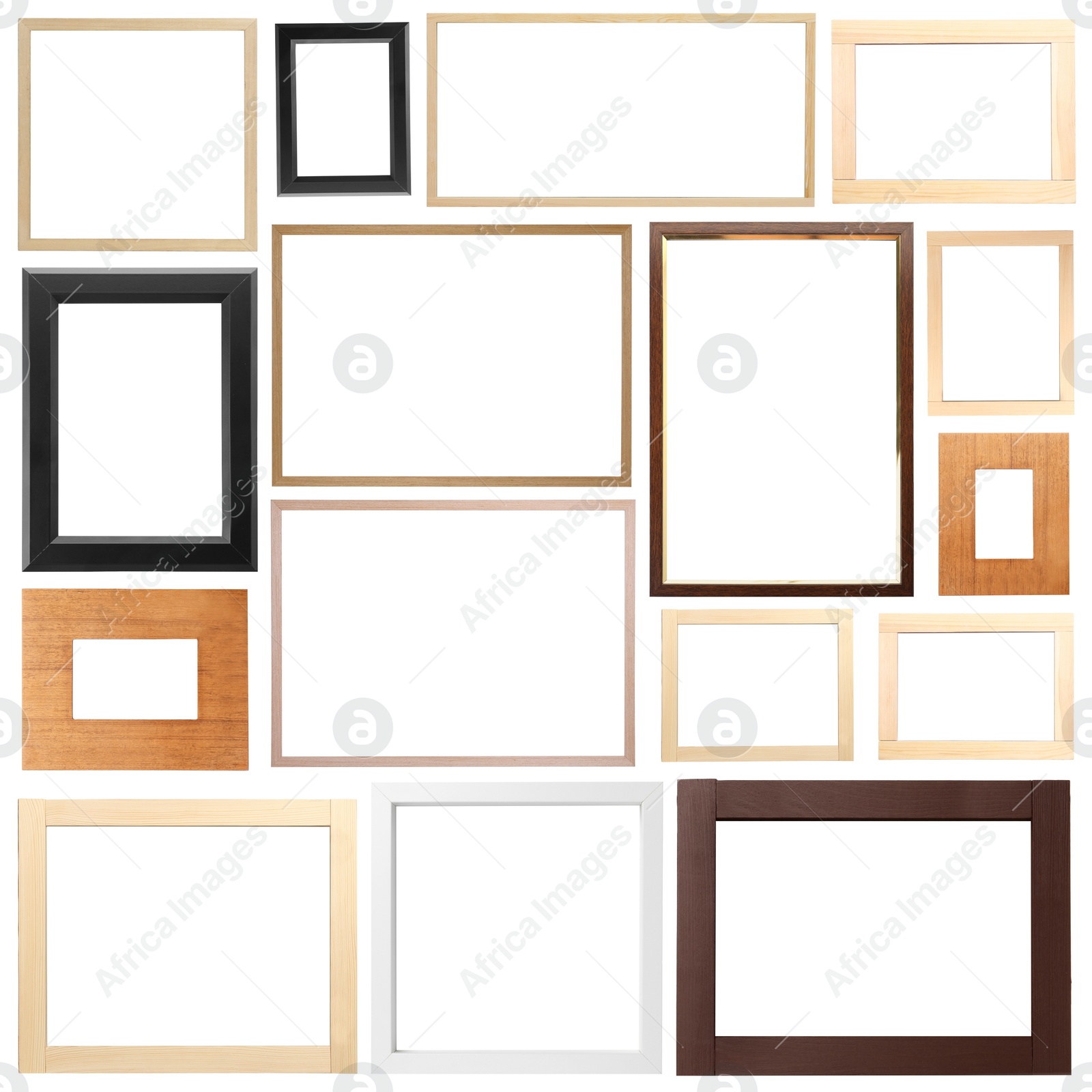 Image of Set of many different frames isolated on white