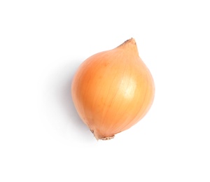 Photo of Fresh ripe onion bulb on white background