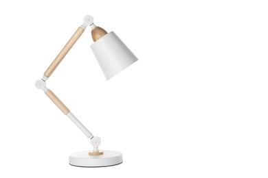 Photo of Stylish modern table lamp isolated on white