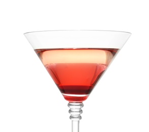 Delicious martini cocktail on white background. Space for text